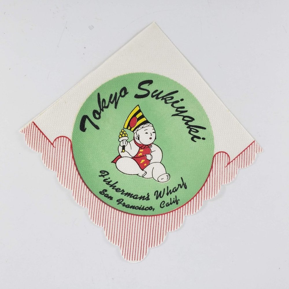 Vintage Tokyo Sukiyaki Fishman's Wharf San Francisco Napkin 1950s